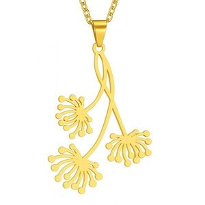 18k Gold Dandelion Pendant Necklace